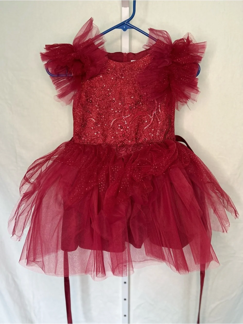 Tip Top Kids Red Sequin Glitz Pageant Tutu Gown Dress 6 Holiday Party